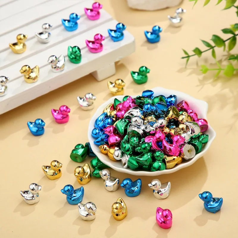10pcs Mini Multi-color Electroplate Ducks Miniatures Tiny Animal Figures for Micro Landscape Home DIY Craft Project Decorations