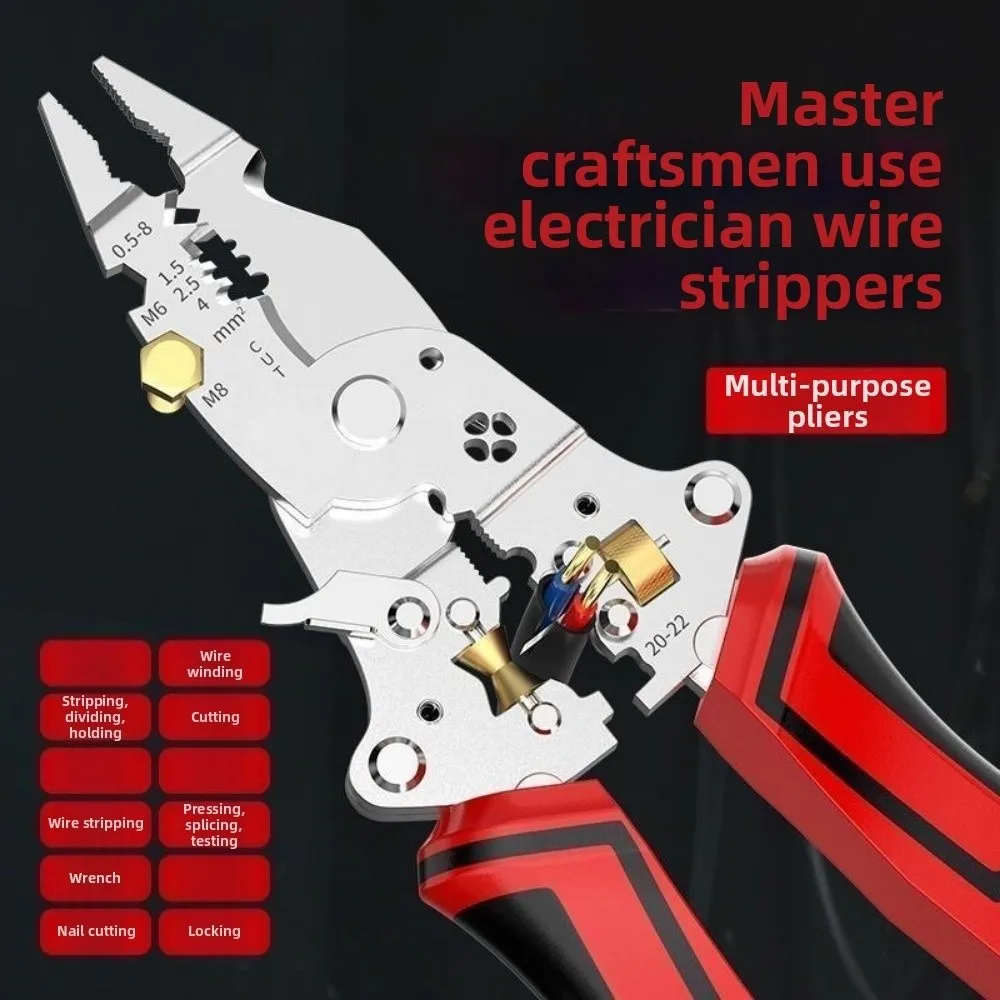 Foldable Wire Stripping Pliers 16 in 1 with Voltage Tester Wire Stripper Terminal Crimping Tool Cable Cutting Crimping Pliers