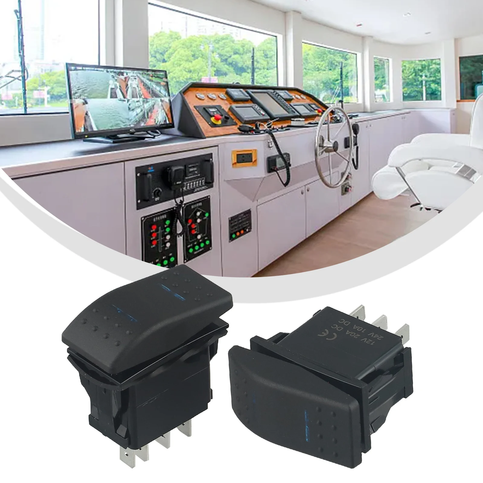 Two Momentary ON OFF ON Switches 3 for position For DPDT for 12V 20A Electrical Control in Boats and Automobiles with LED