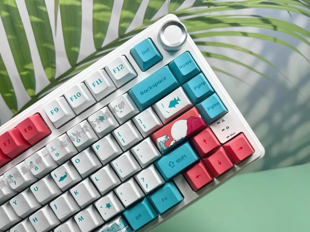 Coral Sea Perfil Keycaps, Caps de sublimação para teclado mecânico de jogos, PBT, cinco lados, interruptor MX, cereja, 125 chaves