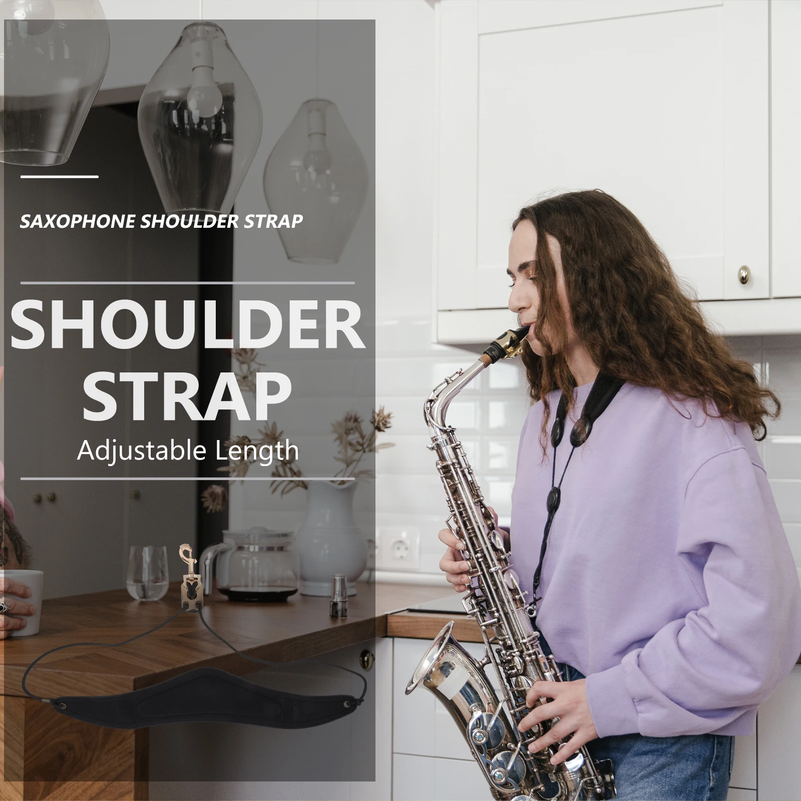 

Saxophone Strap for Alto Neck Adjustable Replacement Shoulder with Cushion Padded Harness