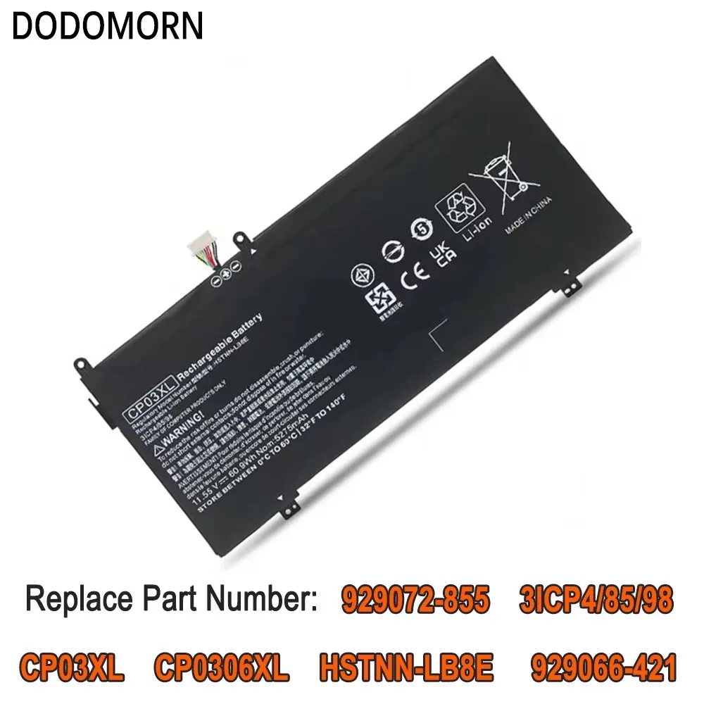 DODOMORN CP03XL Laptop Battery For HP Spectre x360 13-AE000 Serie TPN-Q199 CP0306XL HSTNN-LB8E High Quality  60.9Wh high-quality