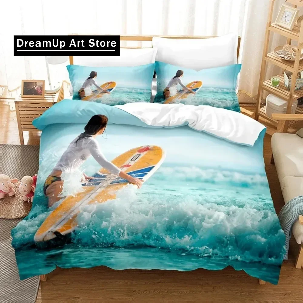 

3D Print Fashion Surf Riding Bedding Set Boys Girls Twin Queen King Size Duvet Cover Pillowcase Bed boys Adult Bedroom