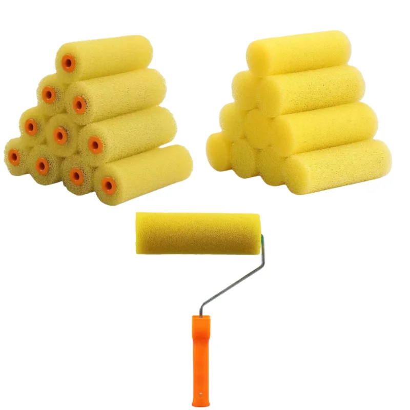

Paint roller set including 4-inch microfiber paint roller, mini fabric roller set for wall, finish, door and cabinet application