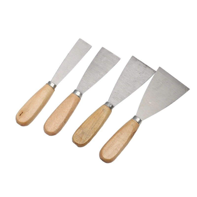 Wood Handle Putty Knife Painting Tool Cleaning Scraper Spackle Knife Putty Knife Smoothing Blade and Scraper Construction Tools