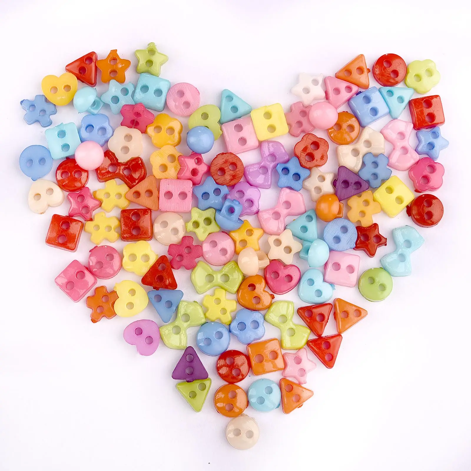 100pcs Mini Mixed Color Small Button Multiple Shapes For Handmade Doll Wedding Decoration  Clothing Sewing Accessories