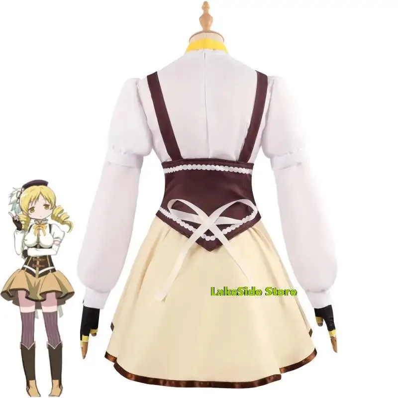 25COSAnime Puella Magi Madoka Magica Girl Tomoe Mami Candeloro Kostum Cosplay Topi Wig Seragam Penyihir Pesta Karnaval Halloween