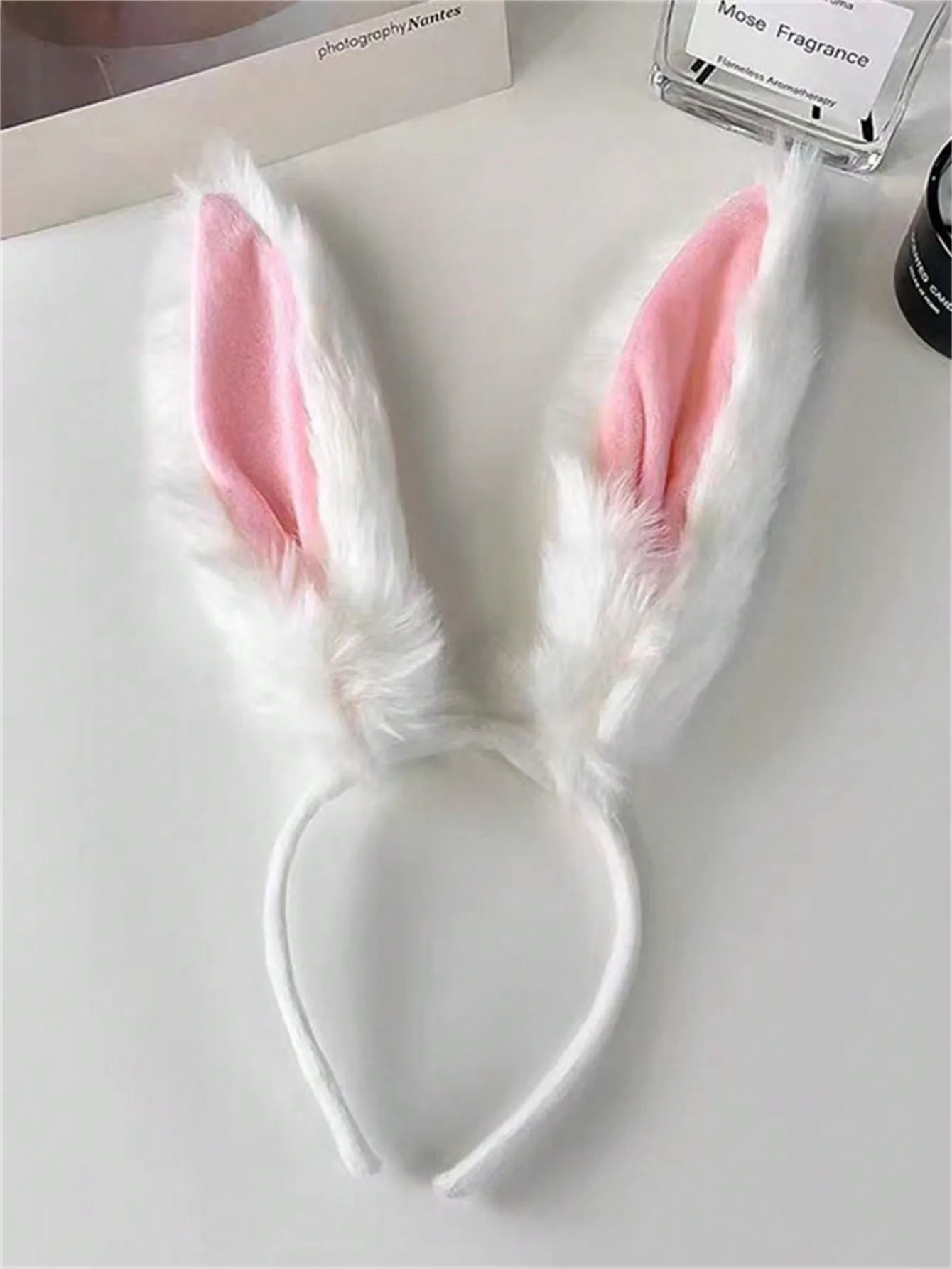 1pc Frauen Plüsch Kaninchen Ohr Dekor Pelz Kostüm Stirnband, elegante Boho Stil Herbst/Winter – Detail 3