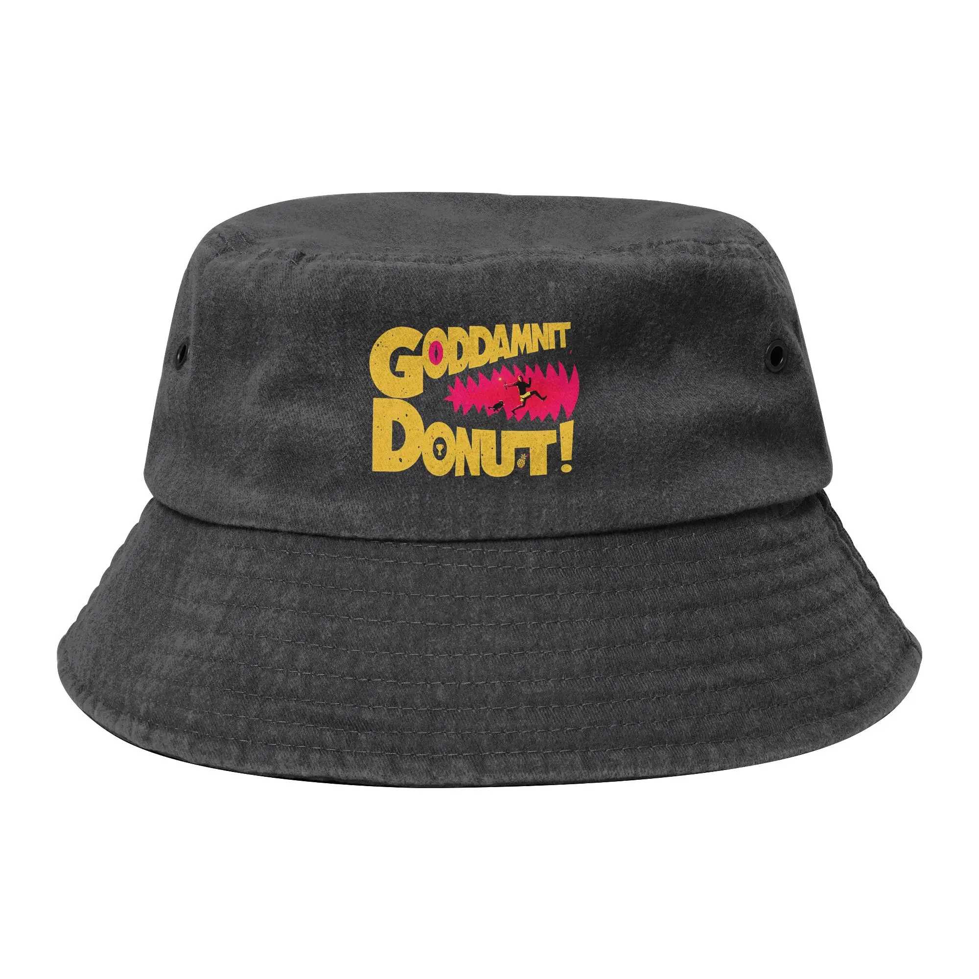 Teen Distressed Denim Bucket Hat Goddamnit Donut Spring Picnic Headwear Outdoor Fishing Hat Dungeon Crawler Carl Panama Hat