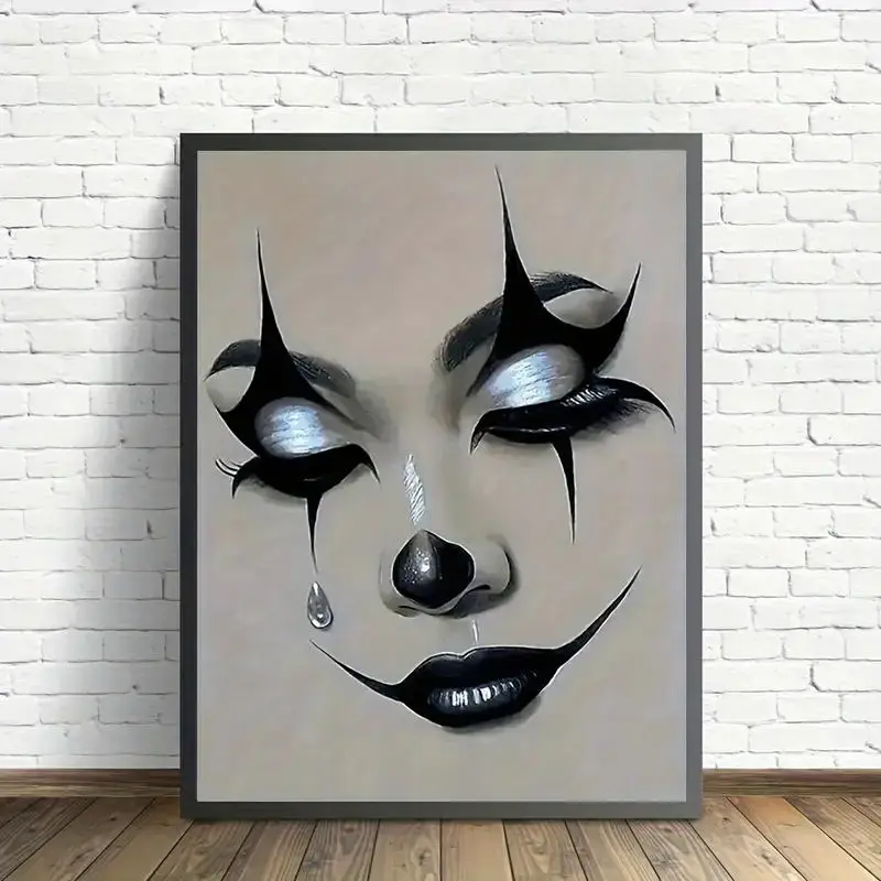 

Retro Clown Face Wall Art Canvas Creative Poster for Living Room, Bedroom, Office, Kitchen, Dining Room, Bar Home Decoration
