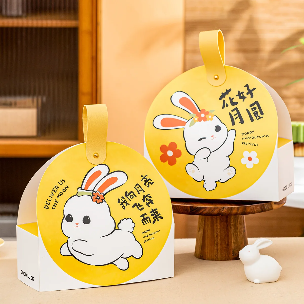 Original Cartoon Rabbit Mooncake Pastry Cookie Packaging Skin Handheld Box Bakery Kindergarten Gift Lightweight Short Sleeve ...