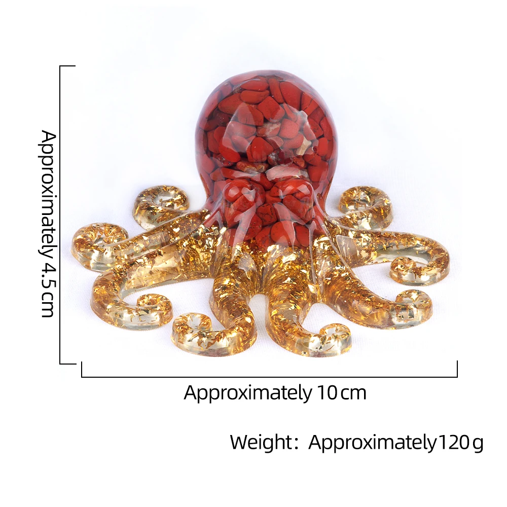 Natural Crystal Agate Stone, Crushed Stone, Adhesive Resin, Octopus, Squid Tabletop Landscape Ornaments, Home Crafts Daily Gifts