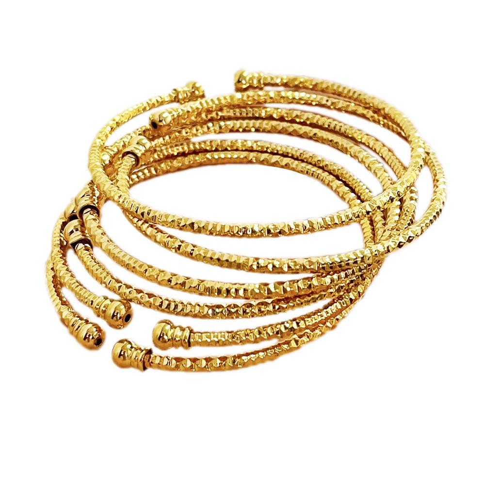 3MM Africa Jewelry Indian Bangles Ball African Gold Color Bangle&Bracelet Ethiopian Dubai Bangles For Women Wedding Gifts