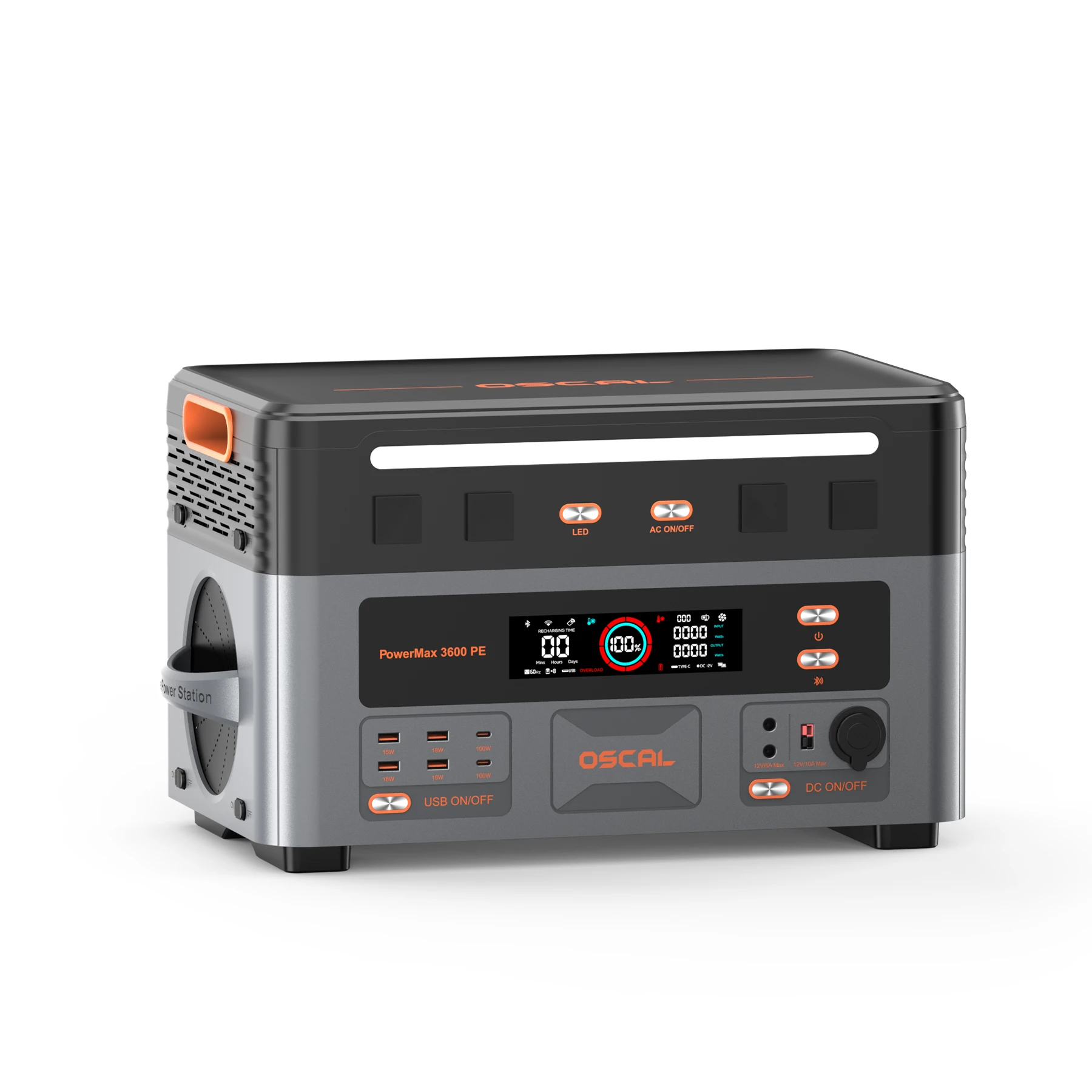 OSCAL 3600W Tragbare Powerstation PowerMax 3600PE 2016Wh Solargenerator LiFePO4-Batterie Smart App-Steuerung & Überwachung für Wohnmobile
