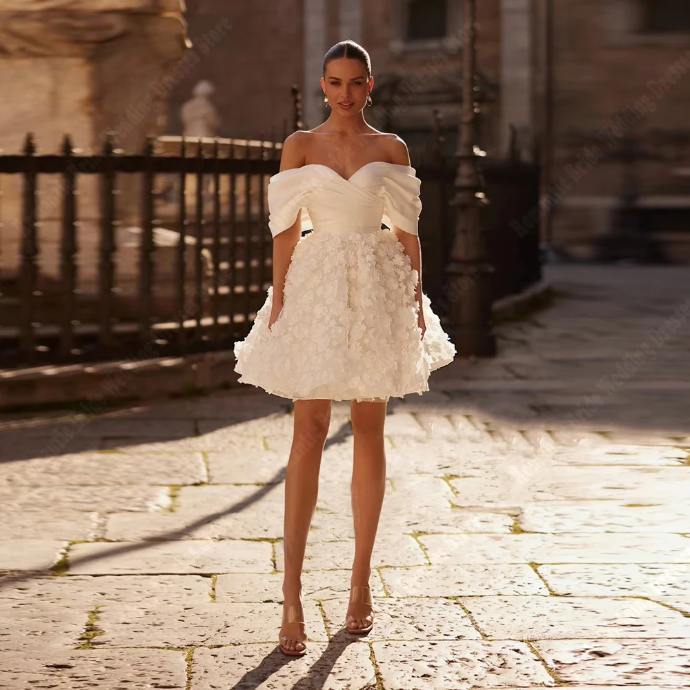 

Off The Shoulder A-Line Wedding Dresses Sweetheart Collar Sleeveless Bridal Gowns Mopping Length Vestidos De Novias Customized