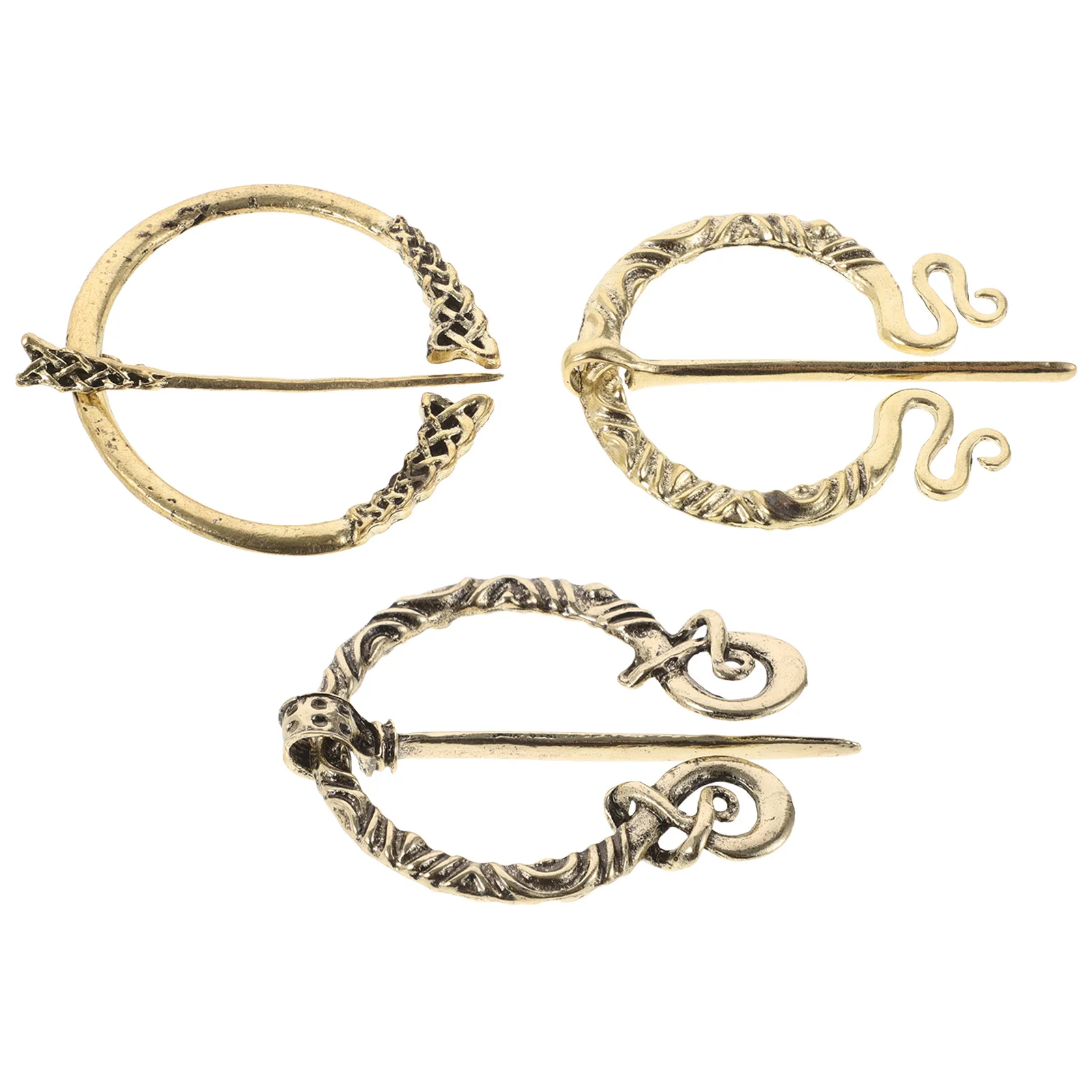 

3Pcs Vintage Viking Brooch Set Cloak Pins Shawl Brooches Woven Patterns Sweater Decoration Medieval Jewelry