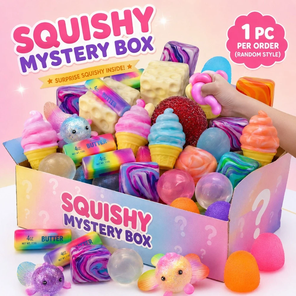 Squishy Mystery Box Blind Box Random Box Surprise Box Random Style Rainbow Butter Stick Cheese Cube Ice Cream Cone Gummy Candy Coconut Oil Handmade Ball Collectible Toy Slow Rising Slow Rebound Squeeze Toy Sensory Toy Fidget Toy Stress Relief Toy