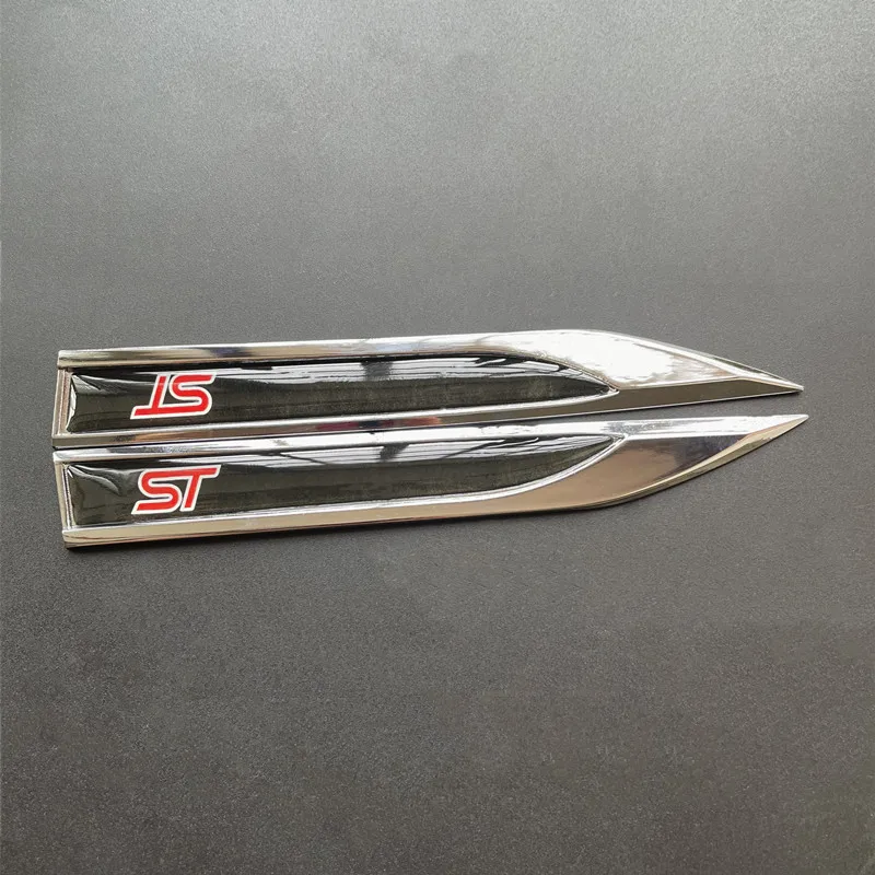 1Pair 3D Metal ST Logo Side Fender Car Sticker Emblem For Ford Focus 2 Focus 3 FIESTA Kuga FUSION ESCAPE EDGE Badge Car Styling