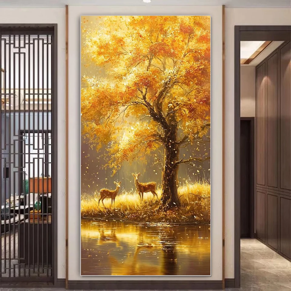 

Алмазная мозаика, золотое дерево, олень, художественная алмазная живопись, новая серия 2026, алмазная вышивка крестиком, украшение для дома, подарок