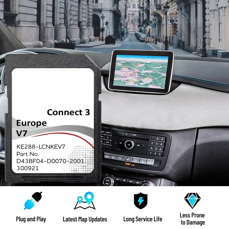 Connect3 V7 Sat Nav 16GB SD-Speicherkarte Navigation für Nissan Juke Qashqai X-Trail Note Leaf Fahrzeug-Update Europa 2022 Karten-GPS