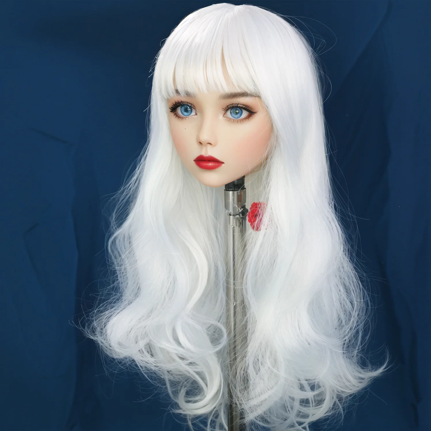 

TPE head M16 threaded interface, open-type wig pupil mouth makeup practice, hairstyle design(Random wigs)