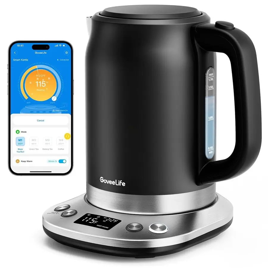 

Smart Electric Kettle Temperature Control, WiFi Electric Tea Kettle with Alexa Control, 1500W Rapid Boil, 2H Keep Warm, 1.7L BP