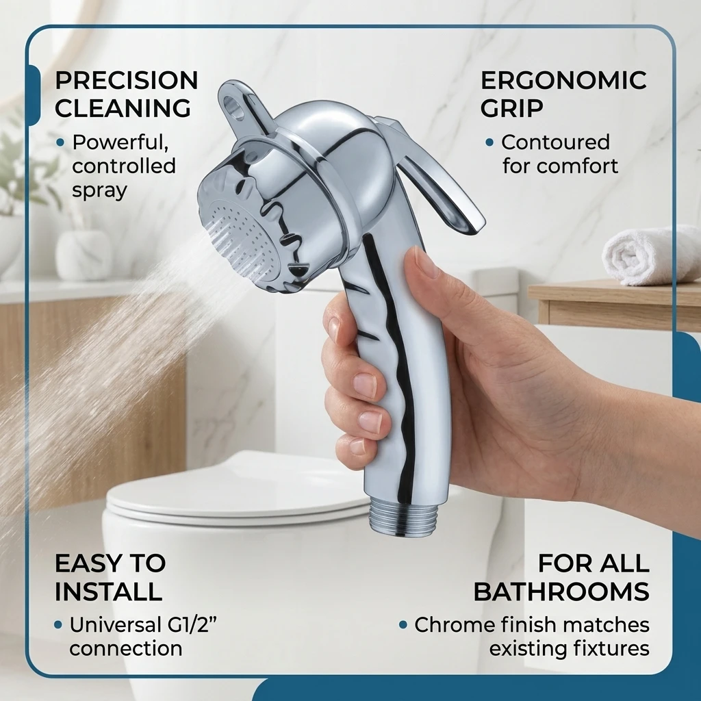 Handheld Bidet Sprayers High-Pressure Bathroom Kitchen Multi-Purpose Sprayers Corrosion-Resistant Shower Head With On/Off Button