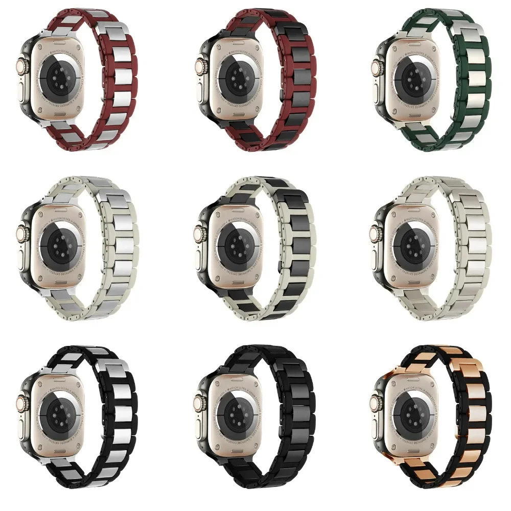 Magnetic Stainless Steel Strap for Apple Watch Band Ultra 49mm 45mm 44mm 42mm 38 40 41mm Silicone Bracelet iWatch 9 8 7 6 5 3 SE