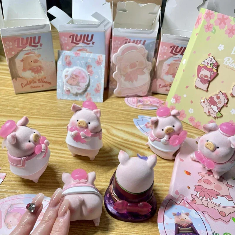 LuLu el cerdito Sakura serie caja ciega flor Linda figura de cerdo LULU figura de acción juguetes muñecas coleccionables regalo para niños niñas