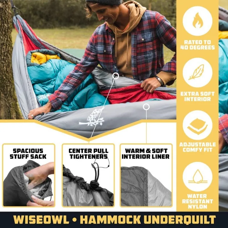 Hammock Underquilt for Camping Hammock - Insulated Synthetic Underquilt for Single and Double Hammocks Grey