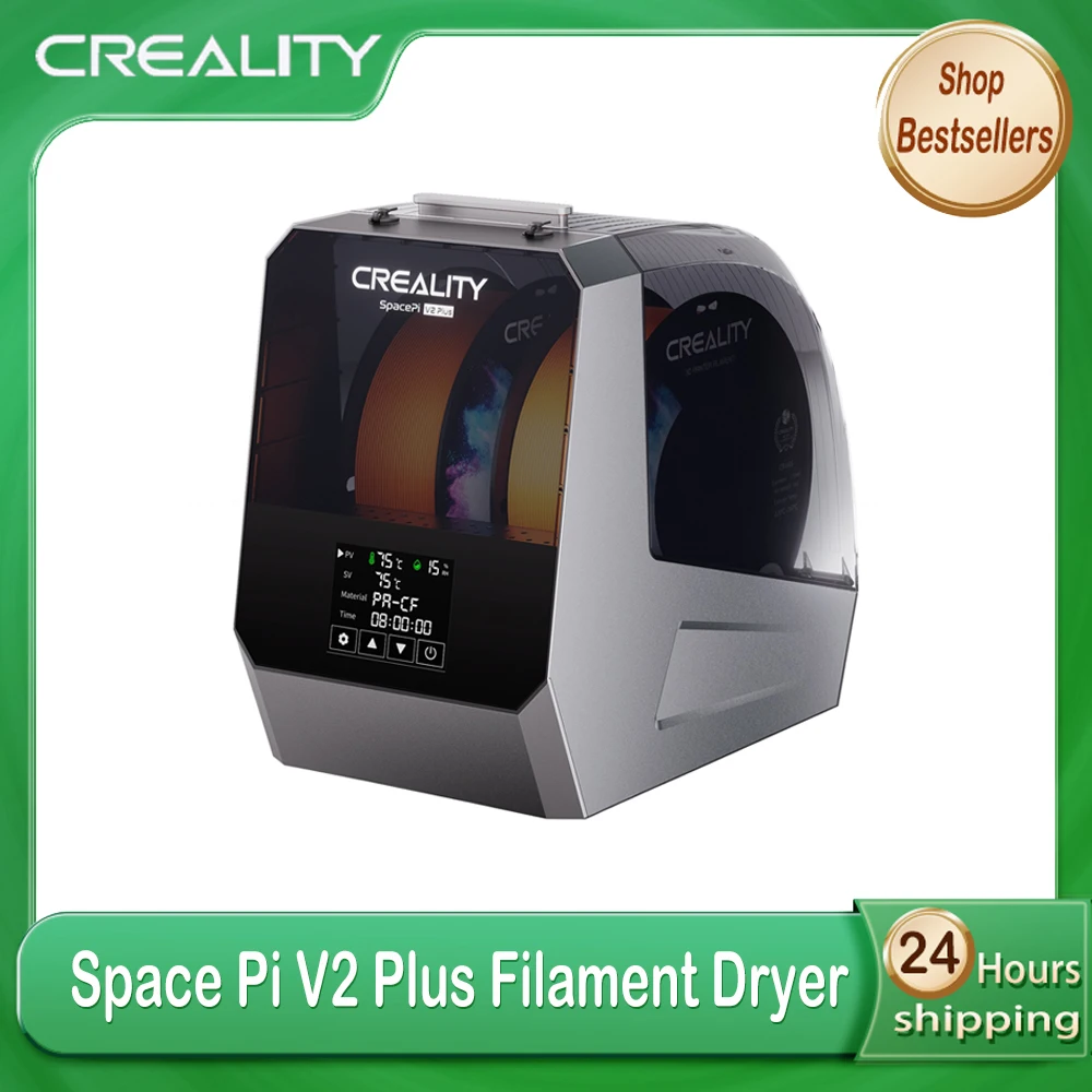 Creality Space Pi V2 Filament-Trockner Plus Trocknungsbox, verbesserte Version mit zwei Rollen, Trocknungsgerät für 2 kg Filament, 360 Grad °   Heißluftbeheizung