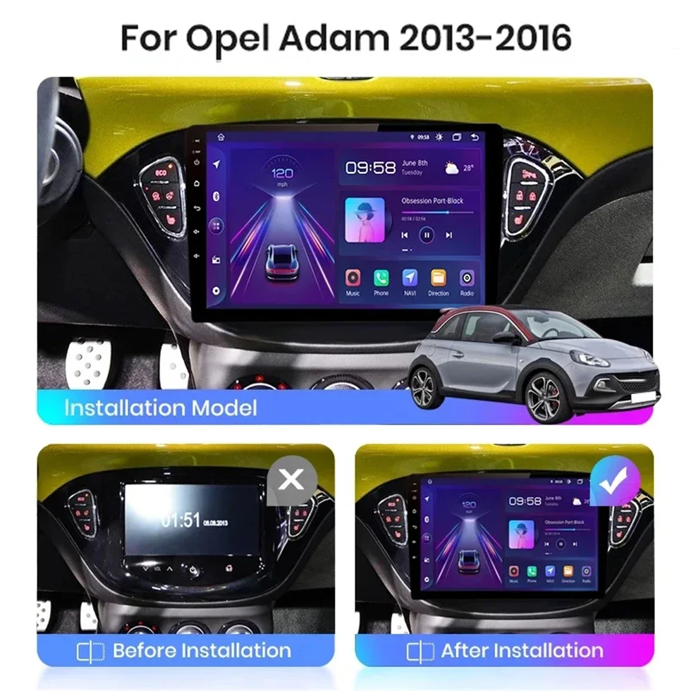 Wireless Carplay Android14 Car Radio Audio Multimedia For Opel Corsa E 2014 2015-2019 GPS Navigation Auto Stereo Monitor BT WIFI