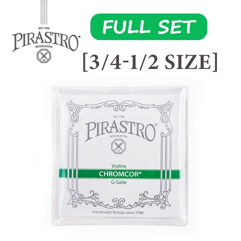 PIRASTRO Chromcor Vioolsnarenset Nieuwe verpakking 4/4-1/8 maten Stalen kern Chroomwikkeling Langdurig Corrosiebestendig