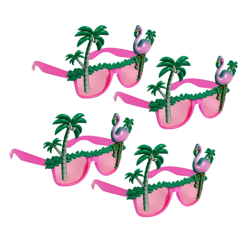 

4Pcs Hawaiian Funny Glasses Flamingo Coconut Tree Tropical Party Eyewear Props Beach Dancing Dress Up Accessories