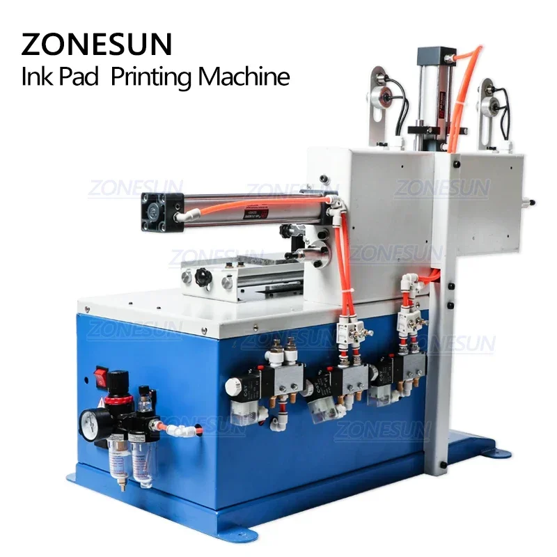 ZONESUN Pneumatische Inkt Cup Pad Drukmachine Automatische Datum Codering Machine Cosmetische Plastic Caps Blikjes Fles Glazen Pad Printer