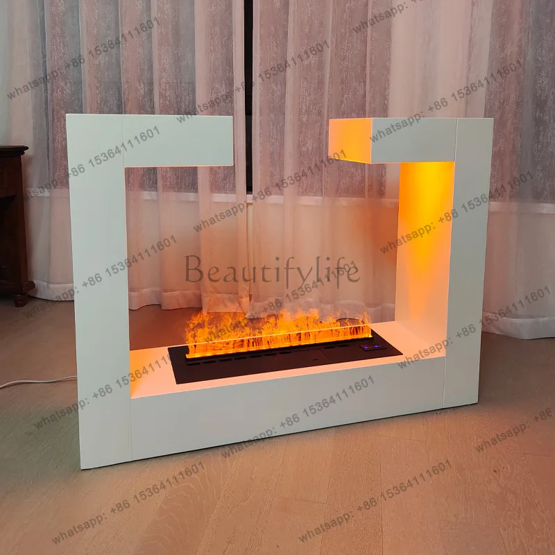 French cream white fireplace decorative cabinet 3D atomizing furnace core multi-function