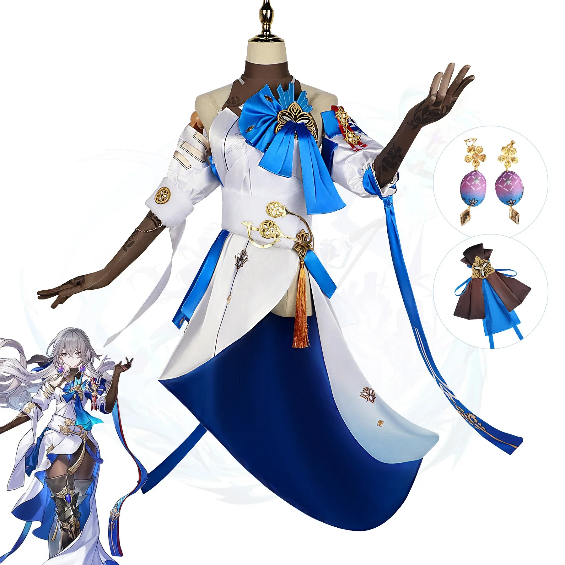 Bronya 코스프레 코스튬 혼카이 스타 레일 카니발 유니폼 가발, 애니메이션 할로윈 의상, 남성 게임