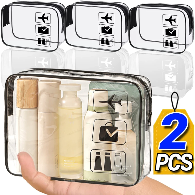 

Clear Zipper Makeup Bag Storage Box Waterproof Cosmetic Pouch Transparent PVC Travel Toiletry Organizer Women Portable Wash Case