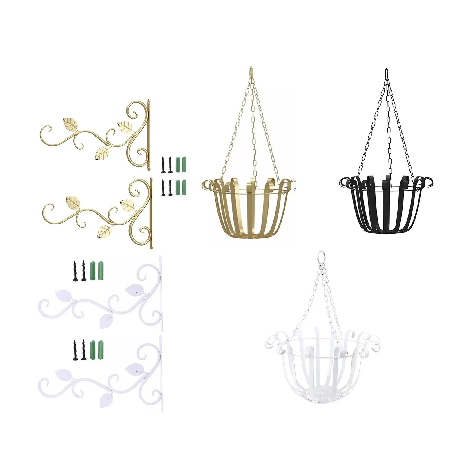 

2 шт./компл., подвесной держатель для корзины, металлический держатель для растений, садовый гаражный декор для фонарей, подставка из кованого железа, цветочный горшок