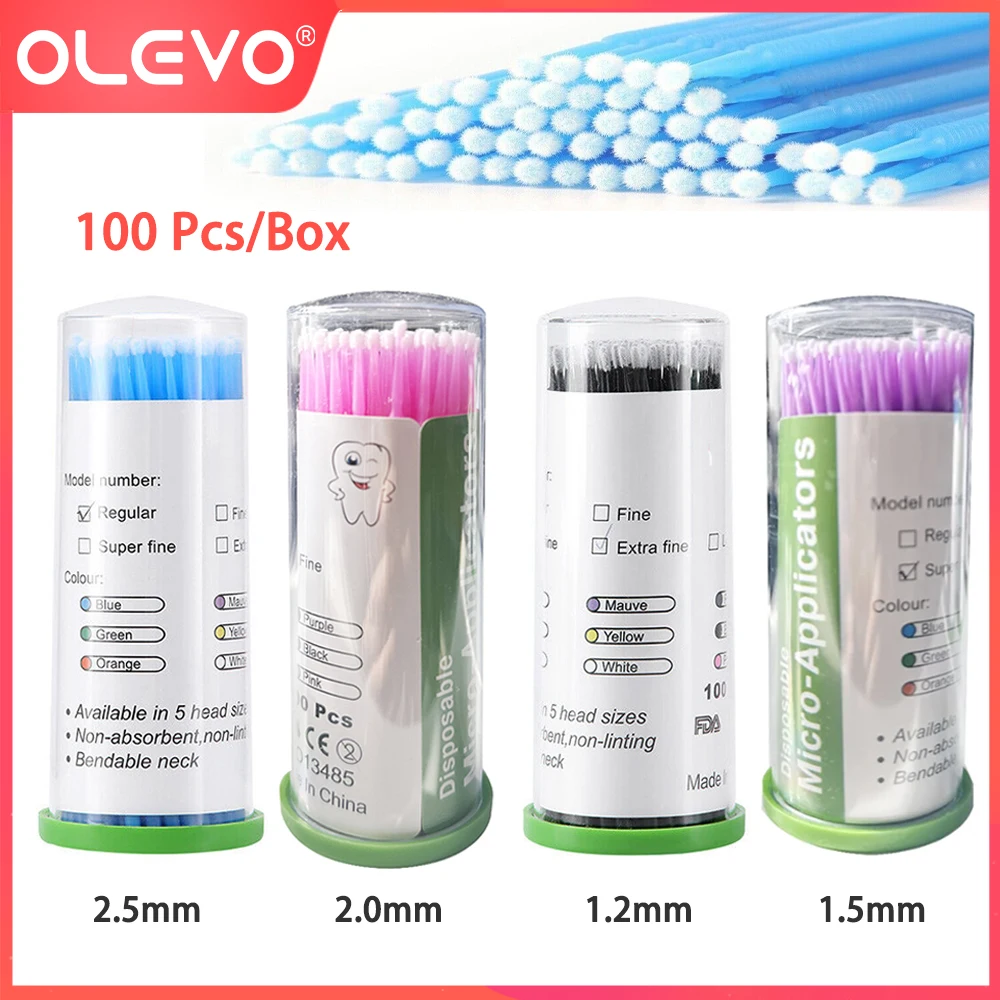 100 Pcs/Bottle Dental Disposable Applicator Bendable Micro Brushes Sticks Makeup Cleaning Dentistry Extension Brush Tips Tools