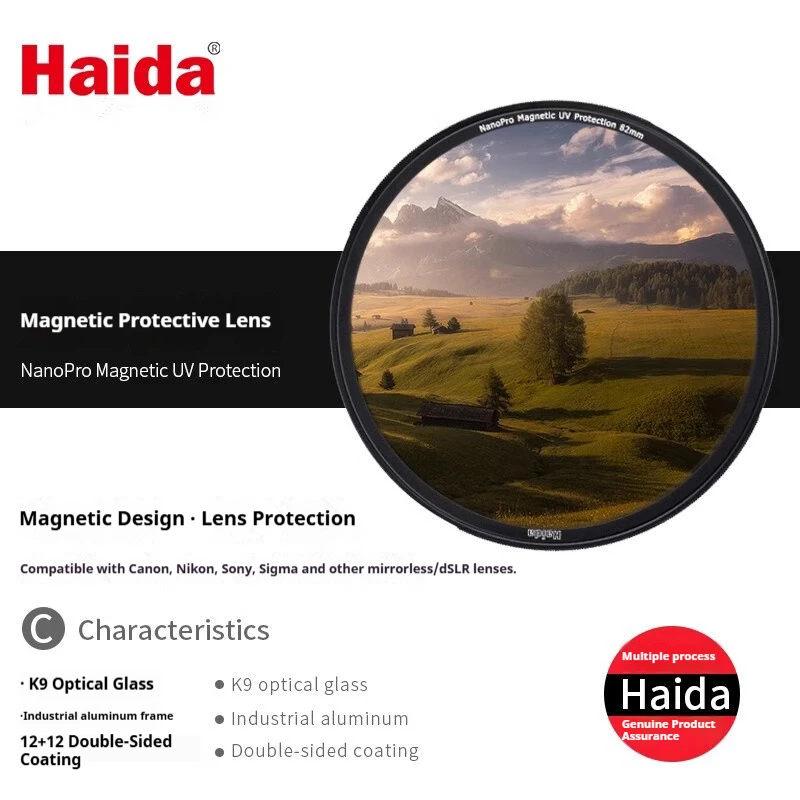 

Haida NanoPro Magnetic UV Filter with Dual-Sided Multi-Layer Coating for Canon, Sony, and Fujifilm Lenses Includes Adapter Ring
