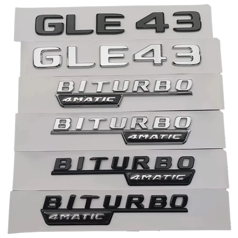 3D ABS Car Rear Trunk Badge GLE 43 BITURBO 4MATIC Letters Logo Emblem Sticker For Mercedes Benz GLE43 AMG W167 W166 Accessories