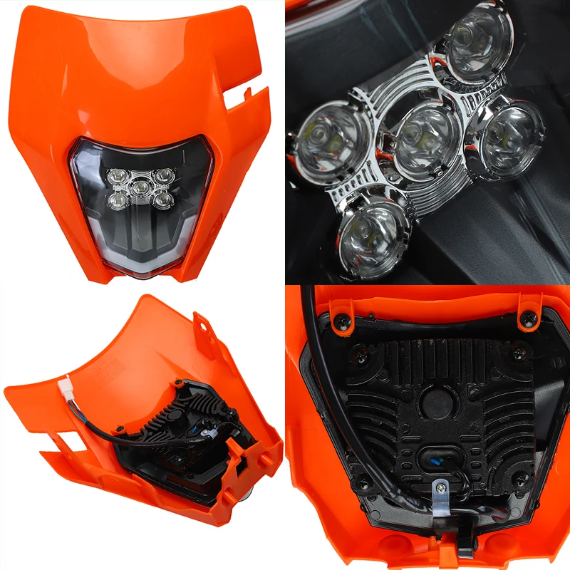 Motorcycle12V LED Headlight Fairing E8 Emark  Headlamp for KTM SX SX-F EXC XC-W XC-F WR DRZ KX YZ KLX F Dirt Bike Mask