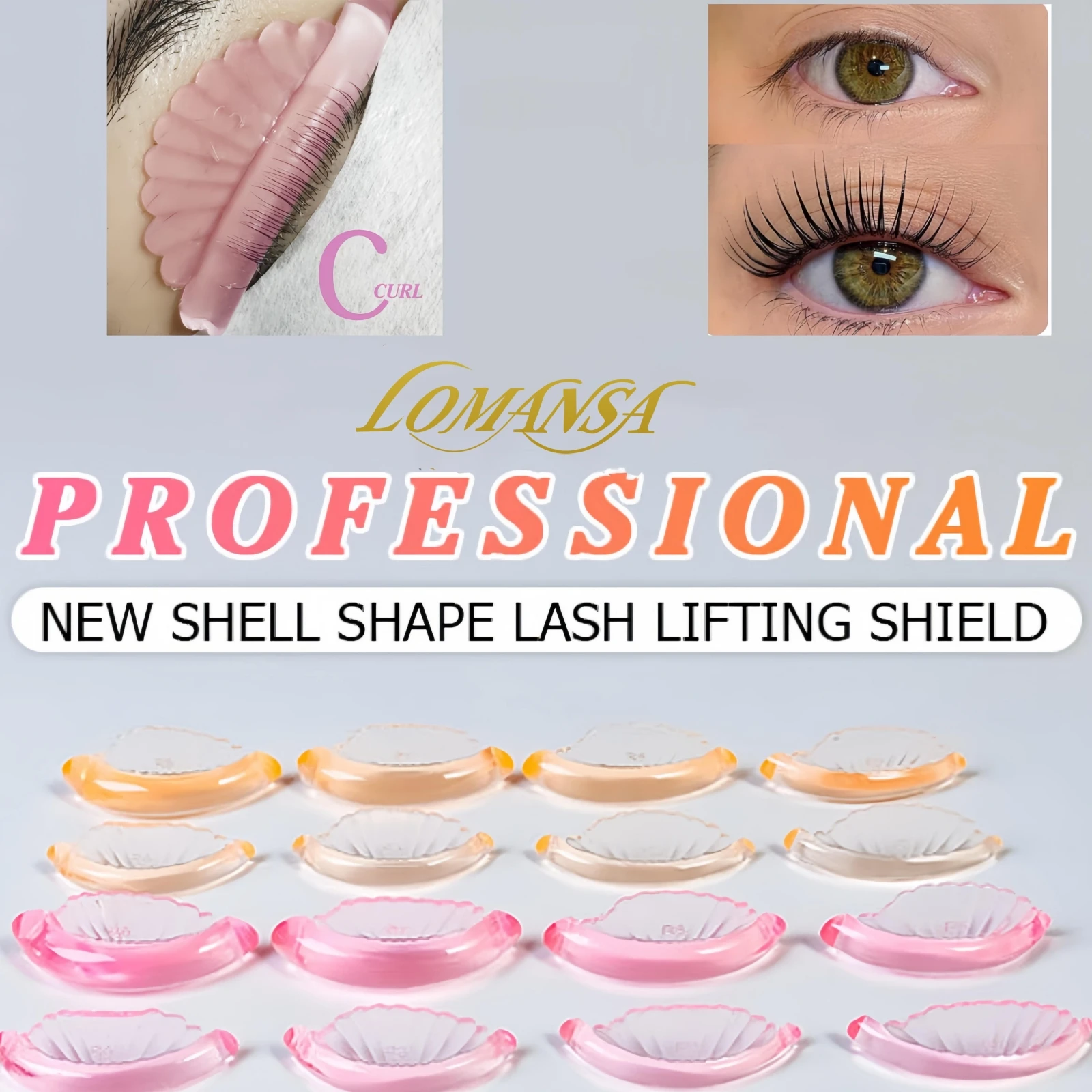 LOMANSA C Curl 6 Size Silicone Eyelash Perm Pads Sticky Lashes Rods Shield Lifting 3D Eyelash Curler Accessories Makeup Tool