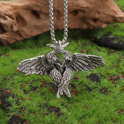 Retro Gothic Mystical Angel Wings Pendant Necklace for Men Women Punk Hip Hop Fashion Jewelry Gift