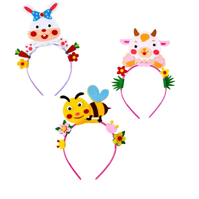 Diademas creativas de 3 piezas para niños, sombrero de corona, juguete artesanal de princesa, sombreros de animales de dibujos animados, juguetes educativos, decoración hecha a mano, regalo