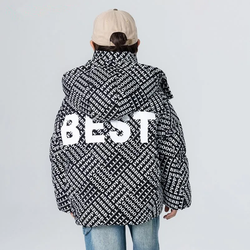 Winter New children's Down jacket Fashion Letter Print Thicker Warm Hooded Windproof Outerwear Boys Coats A4168