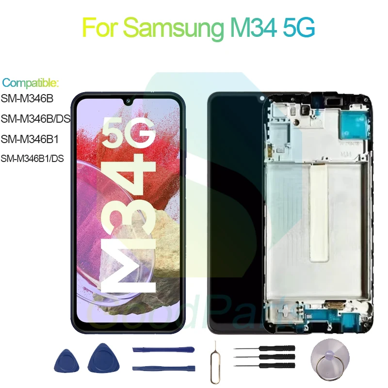 

Для Samsung M34 5G замена экрана дисплея 2340*1080 SM-M346B/B1/DS M34 5G ЖК сенсорный дигитайзер в сборе