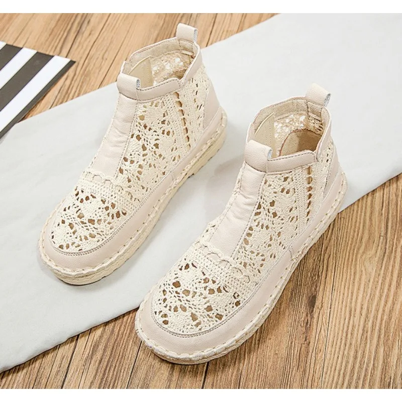 

New Women's Breathable Mesh Boots Summer Shoes Lace Walking Shallow New Solid Non Slip Casual Shoes 35-40 Vulcanize Shoes