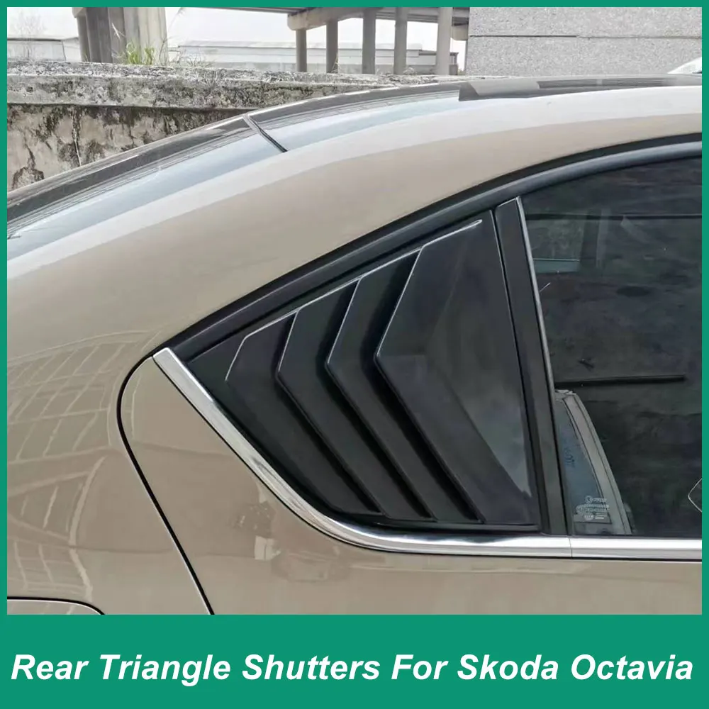 For Skoda Octavia 2018 19 20 21 22 22 Window Rear Vent Sunshade Veneer Triangle Louver Black ABS Plastic Car Parts Carbon Fiber